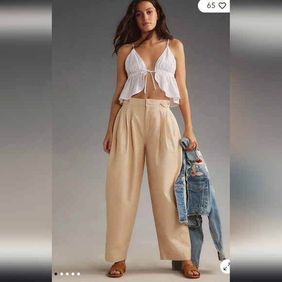 Anthropologie Maeve Utility Barrel Trouser Chino Neutral Pocket Pants NWOT - Picture 1 of 16